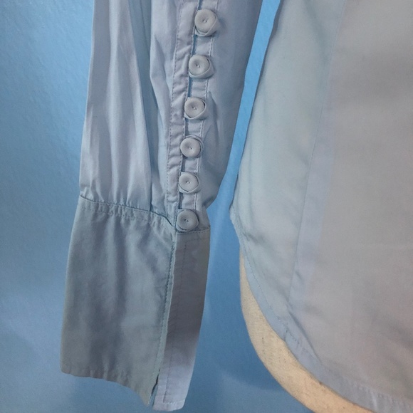 Powder Blue Button Down Shirt - Detailed Sleeves - Size Small - The Limited - Picture 3 of 4